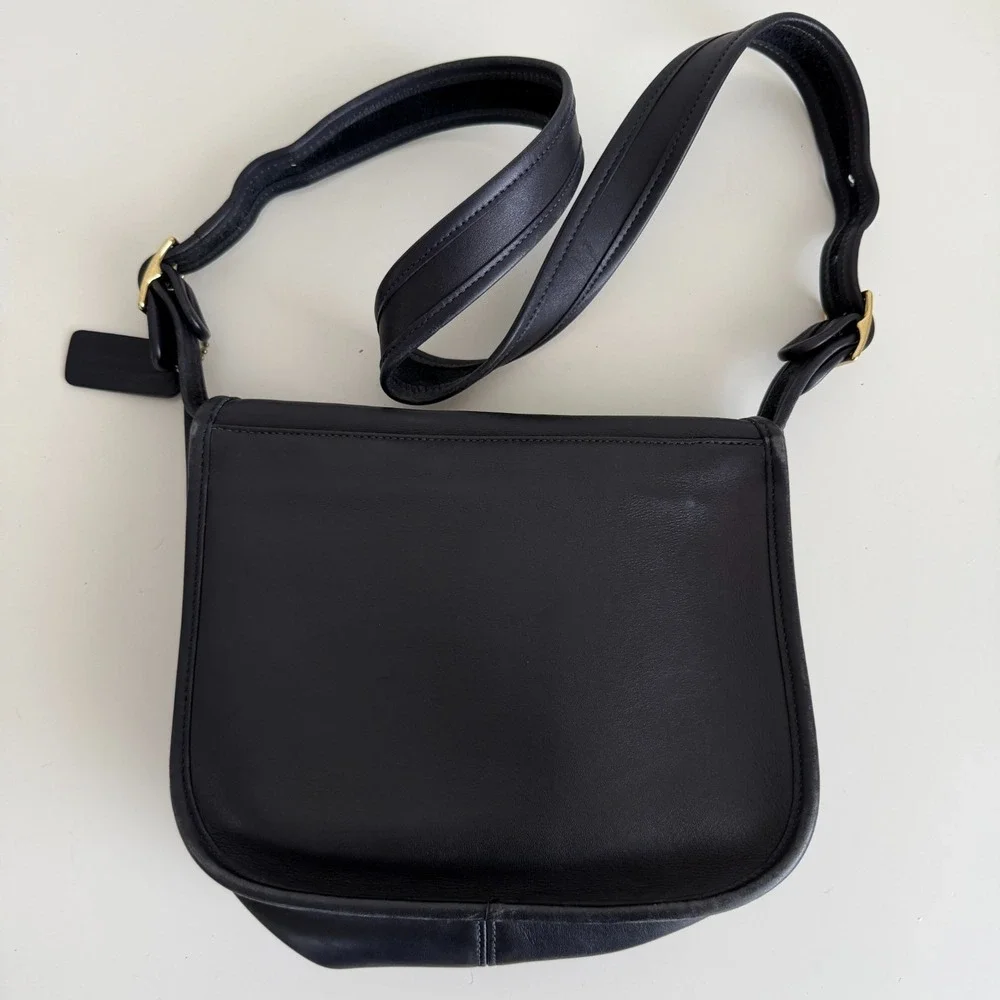 Coach Classic Pouch Saddle Bag Black Leather Flap 75th Anniversary Limited 9170